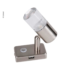CARBEST LED Touch Spot Med USB-Port, borstad stål och glas.
